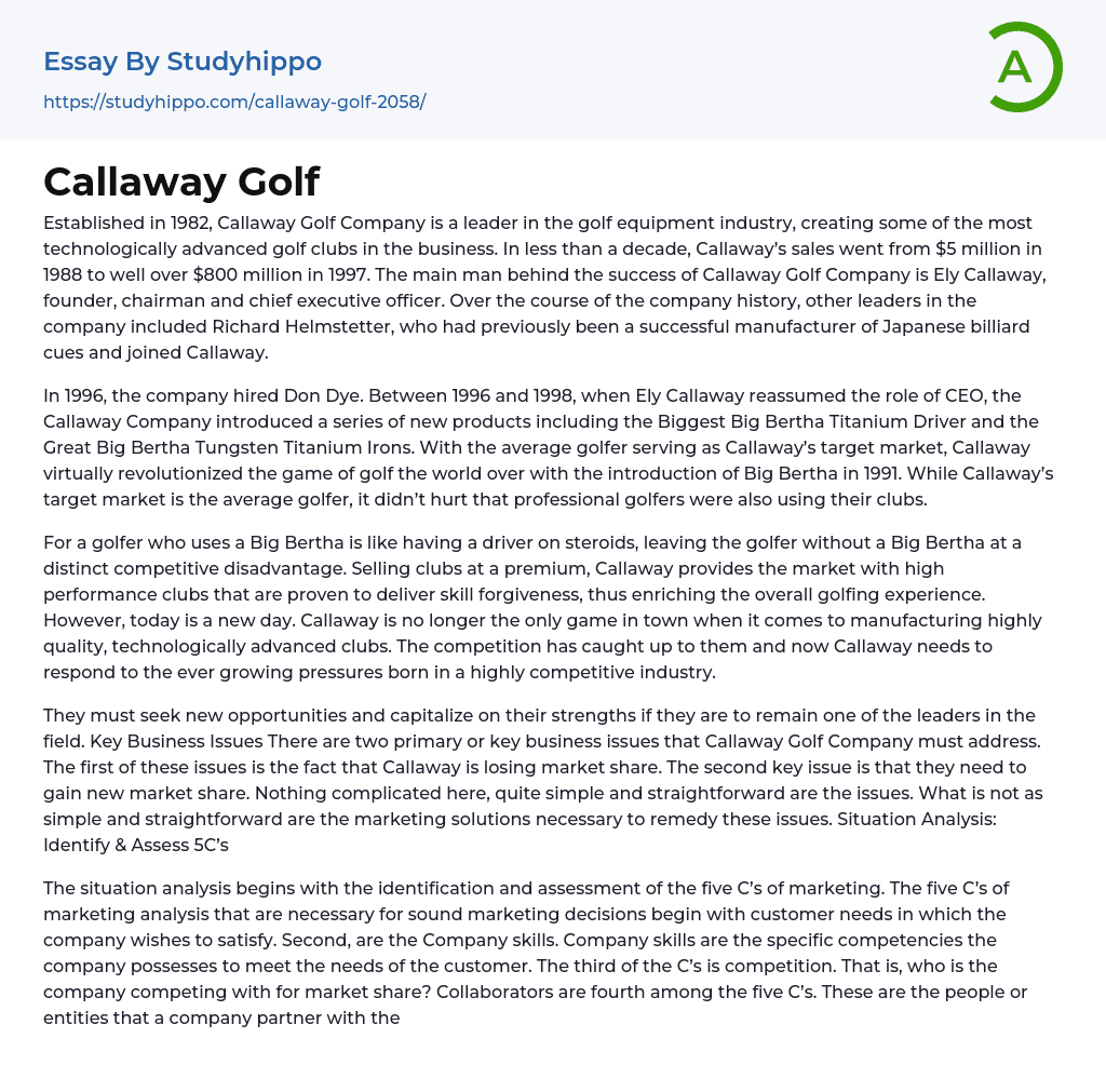 Callaway Golf Essay Example