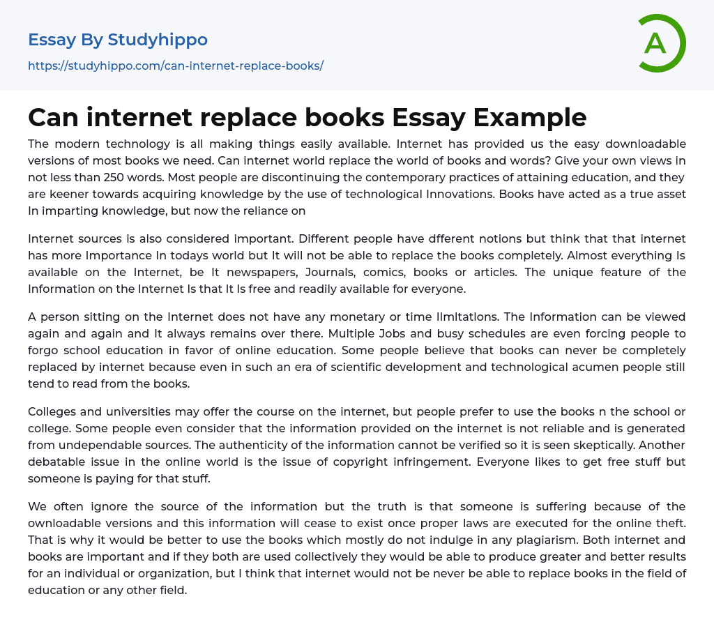books vs internet essay