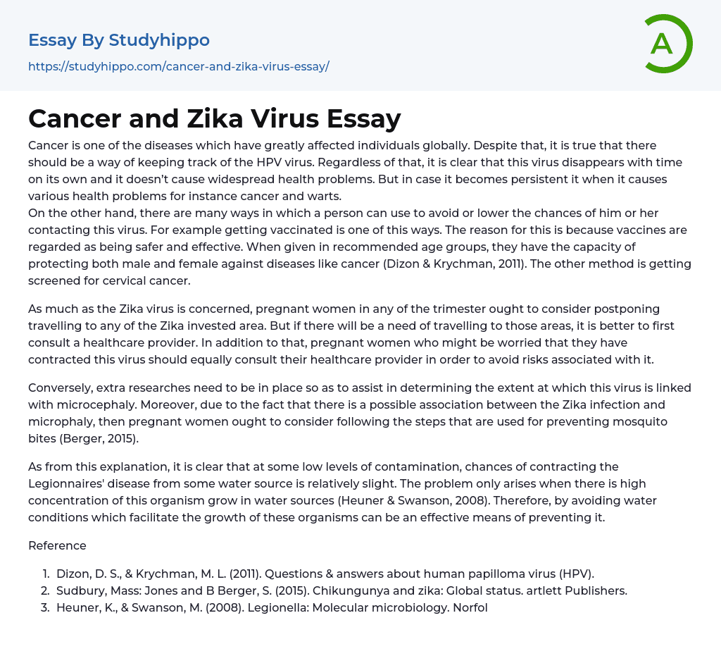 Cancer and Zika Virus Essay