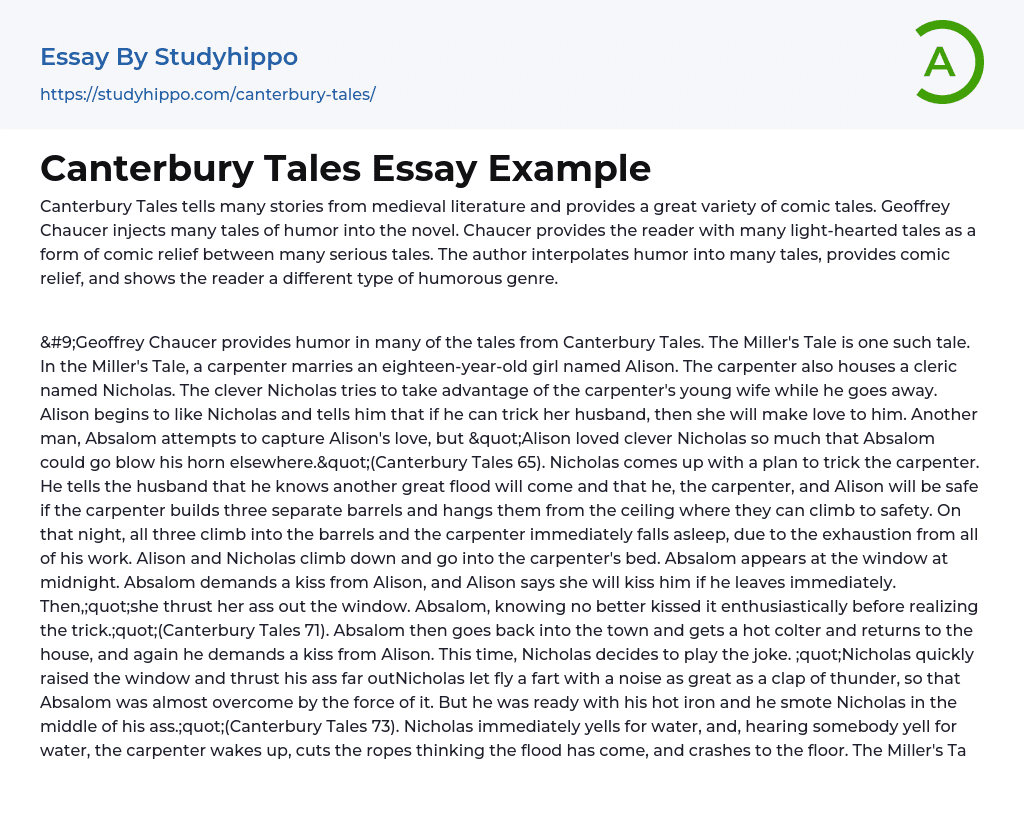 Canterbury Tales Essay Example