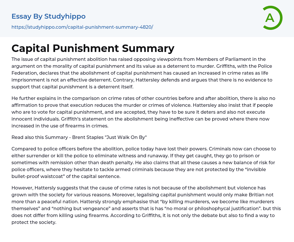 arguments for capital punishment essay