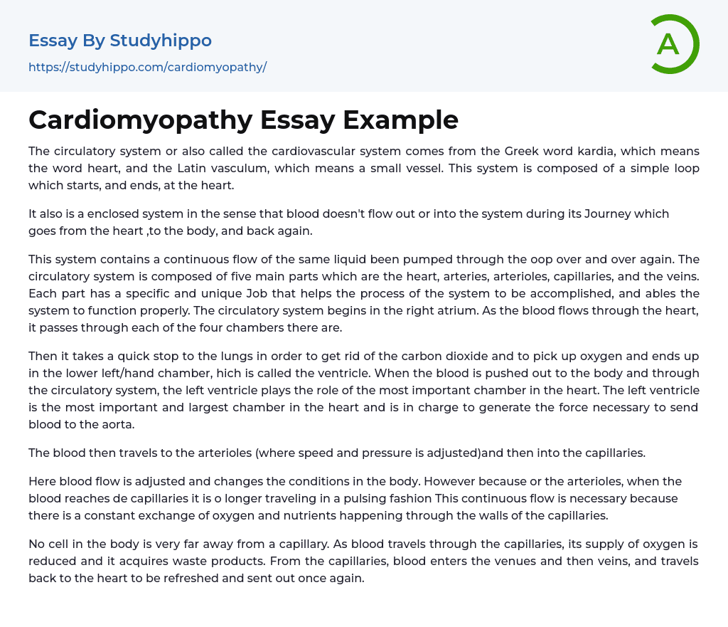 Cardiomyopathy Essay Example