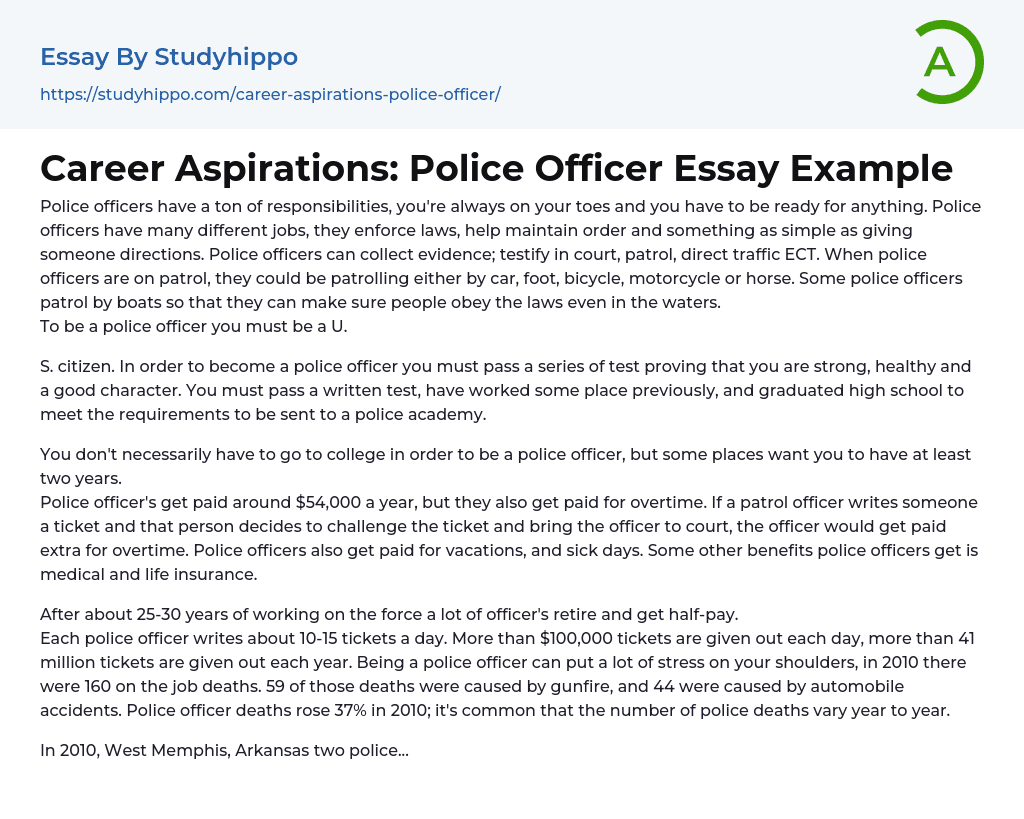 10 years from now essay police officer