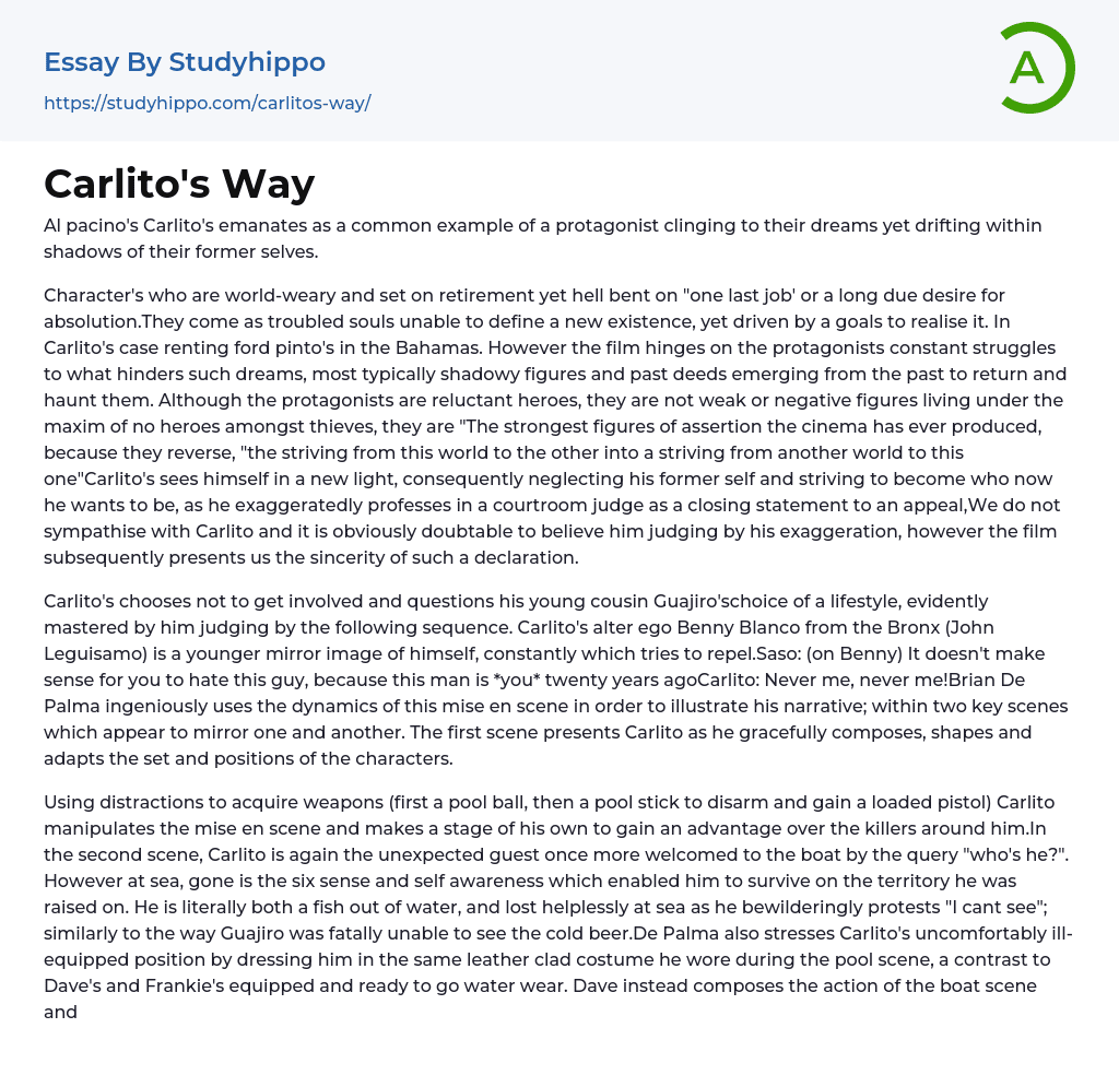 Carlito’s Way Essay Example