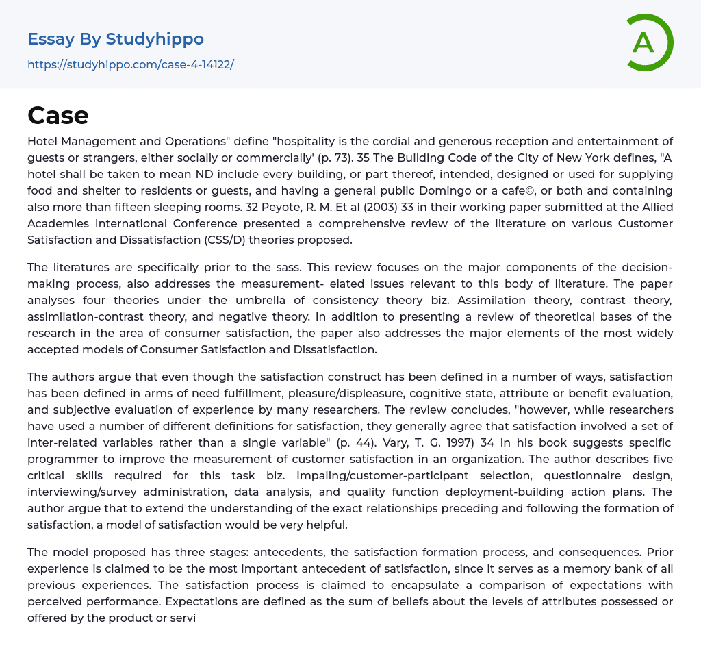 Case Essay Example