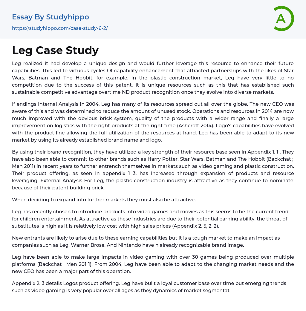 Leg Case Study Essay Example
