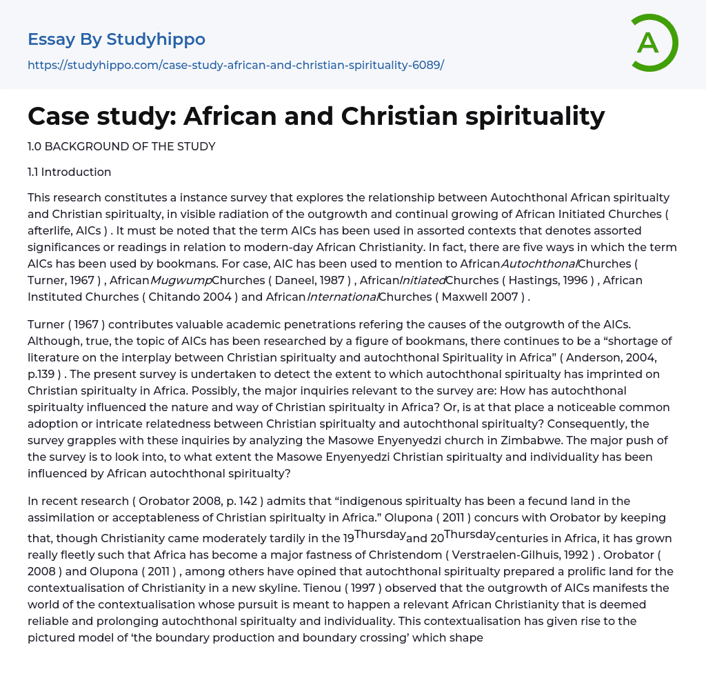 Case study: African and Christian spirituality Essay Example