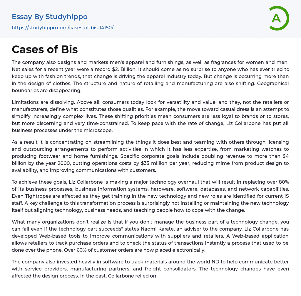 Cases of Bis Essay Example