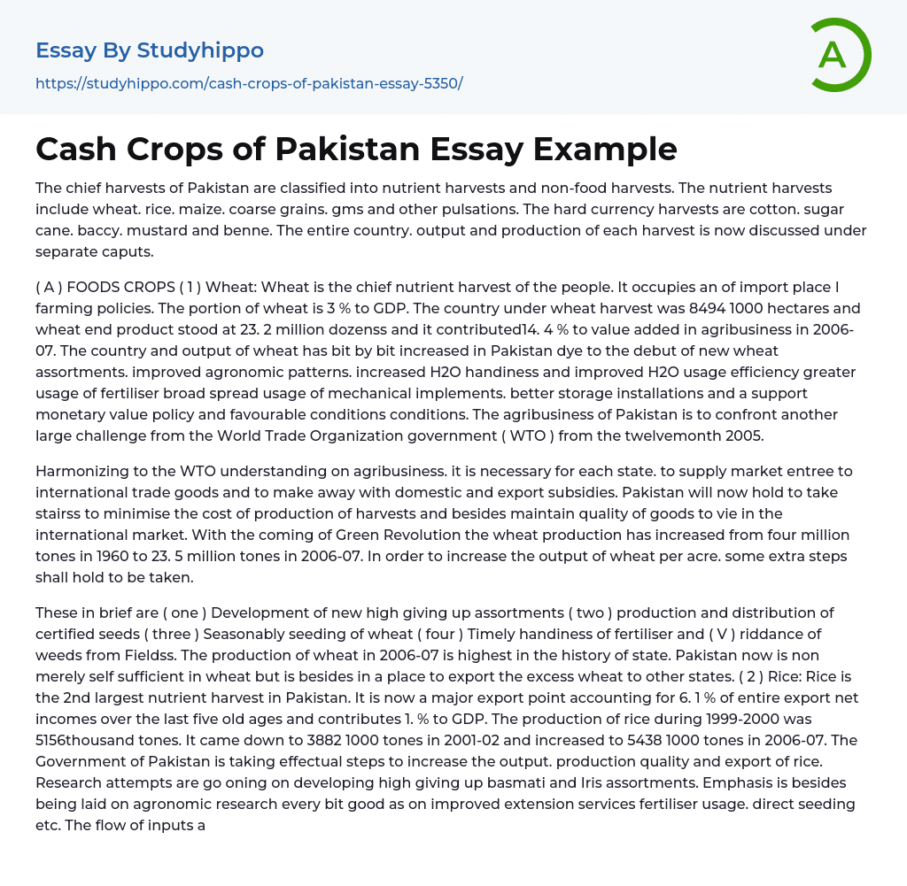 cash crops essay