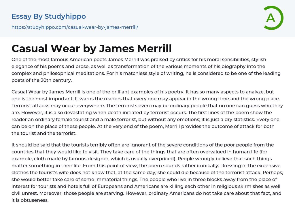 Casual Wear by James Merrill Essay Example