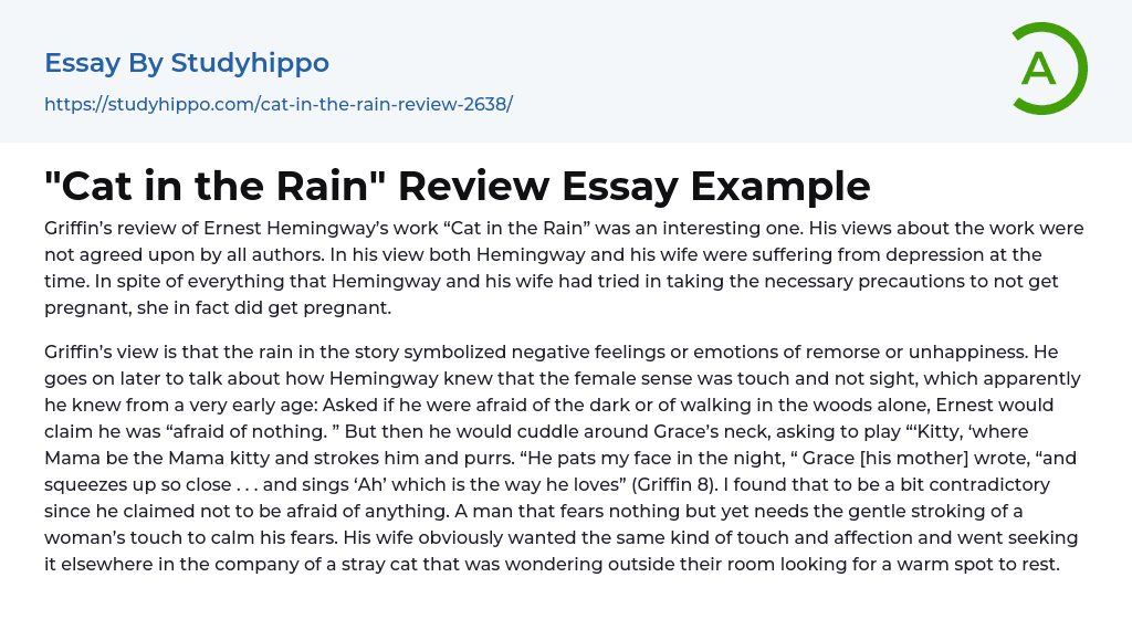 “Cat in the Rain” Review Essay Example