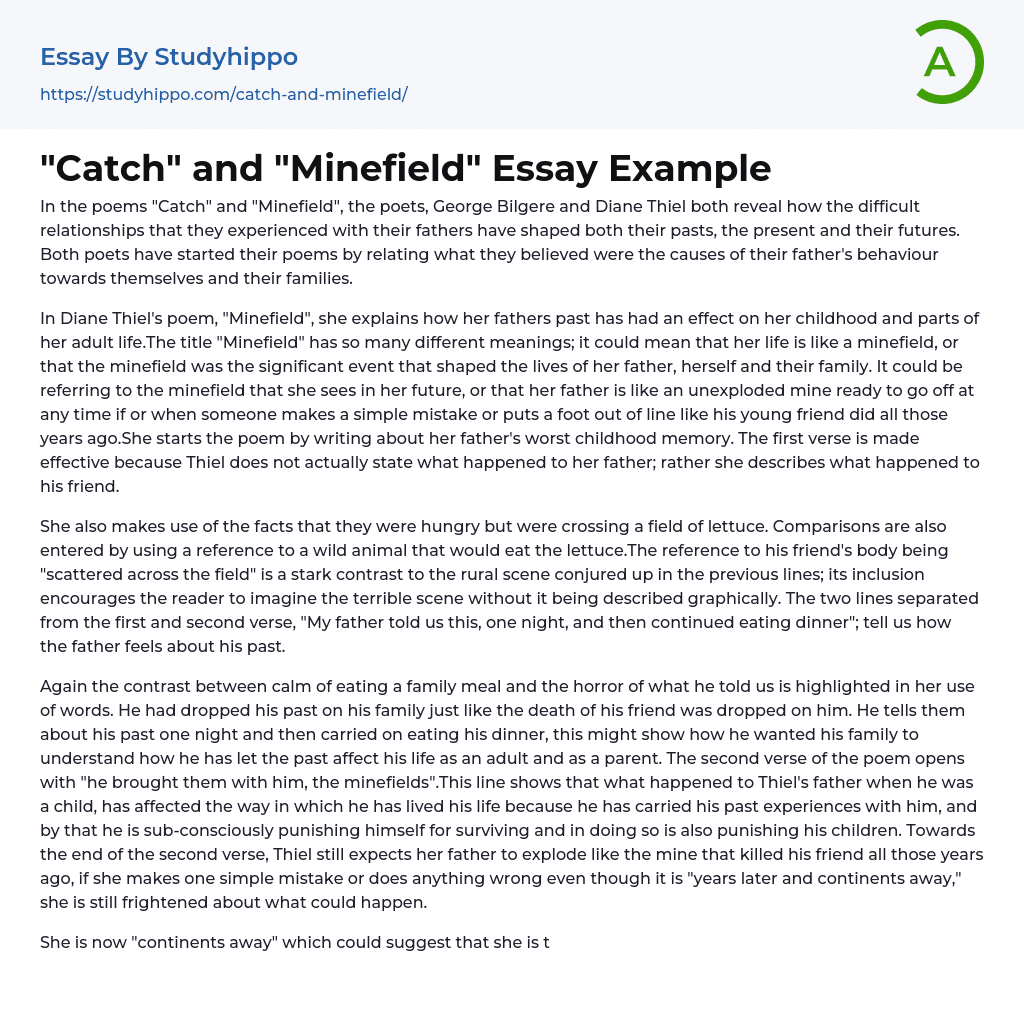 “Catch” and “Minefield” Essay Example