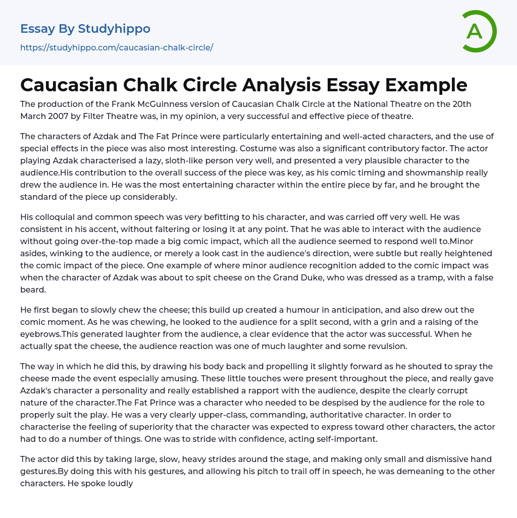 Caucasian Chalk Circle Analysis Essay Example