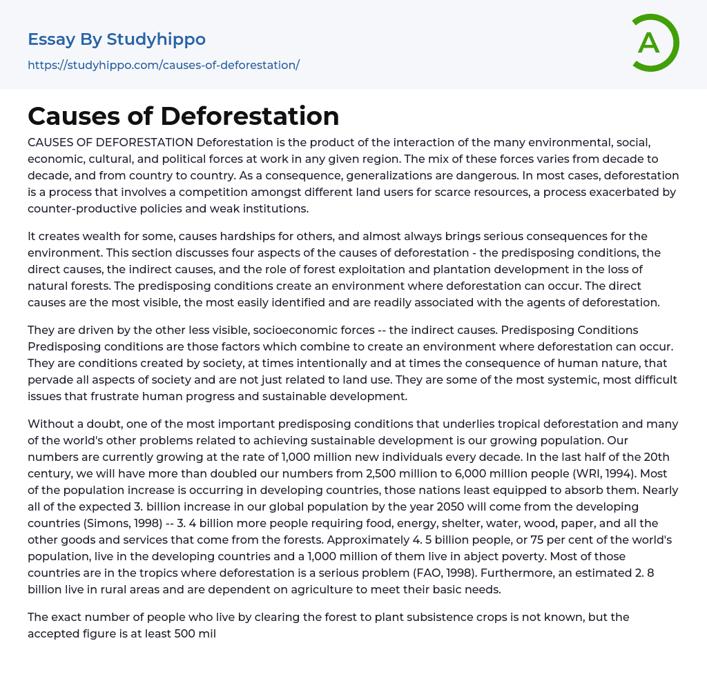 causes of deforestation essay