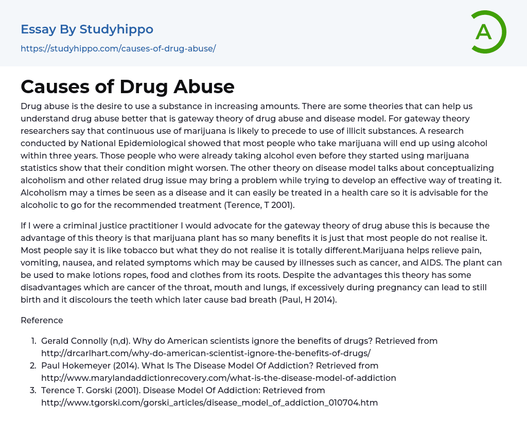 Causes of Drug Abuse Essay Example