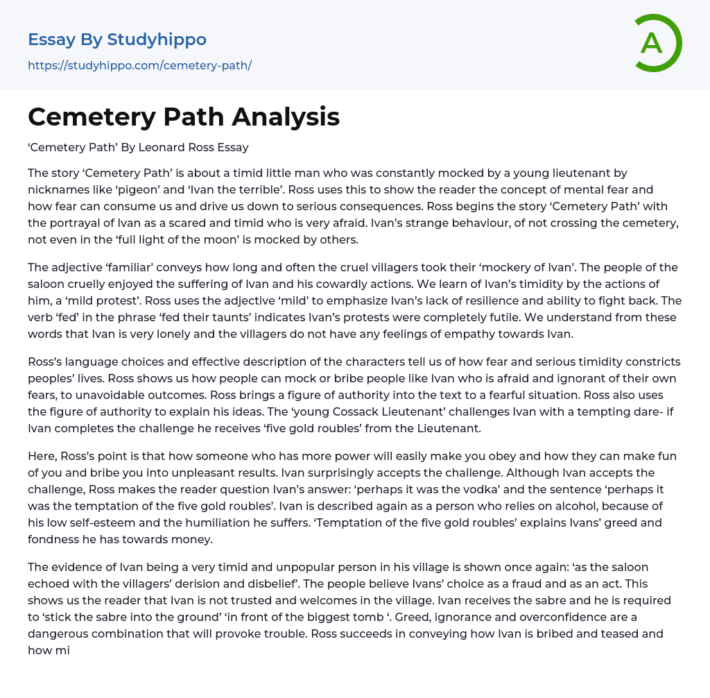 Cemetery Path Analysis Essay Example