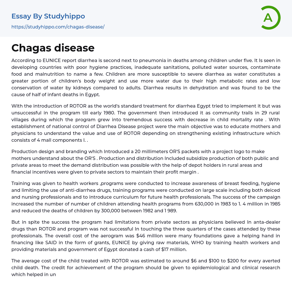 Chagas disease Essay Example