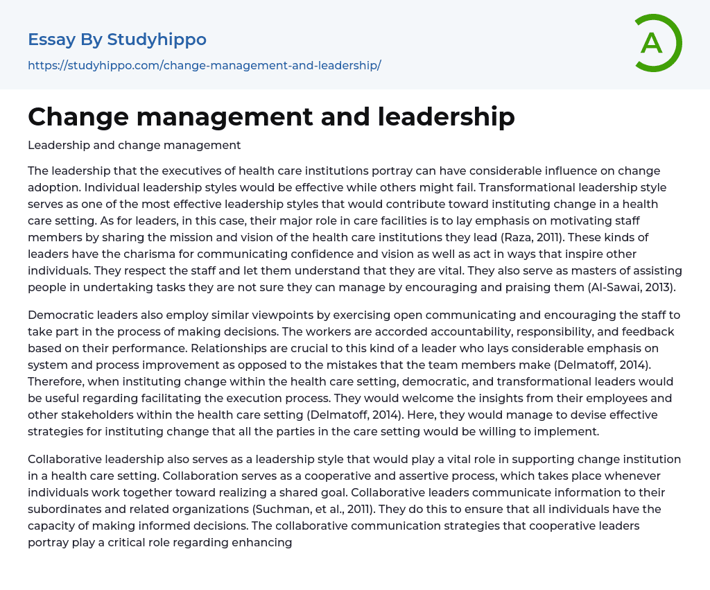 thesis on change management and leadership pdf