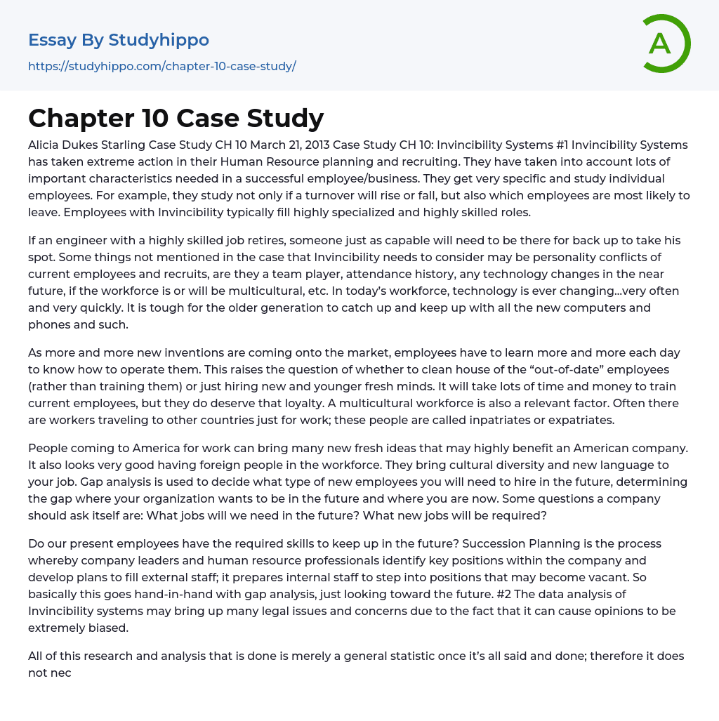 Chapter 10 Case Study Essay Example