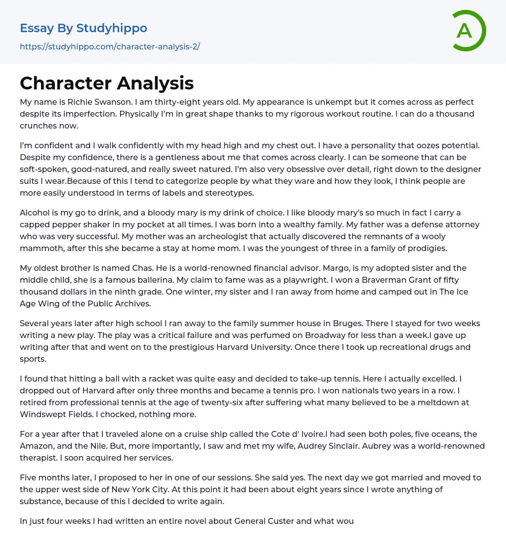 Character Analysis Essay Example