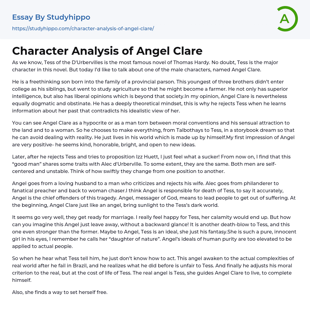 Character Analysis of Angel Clare Essay Example