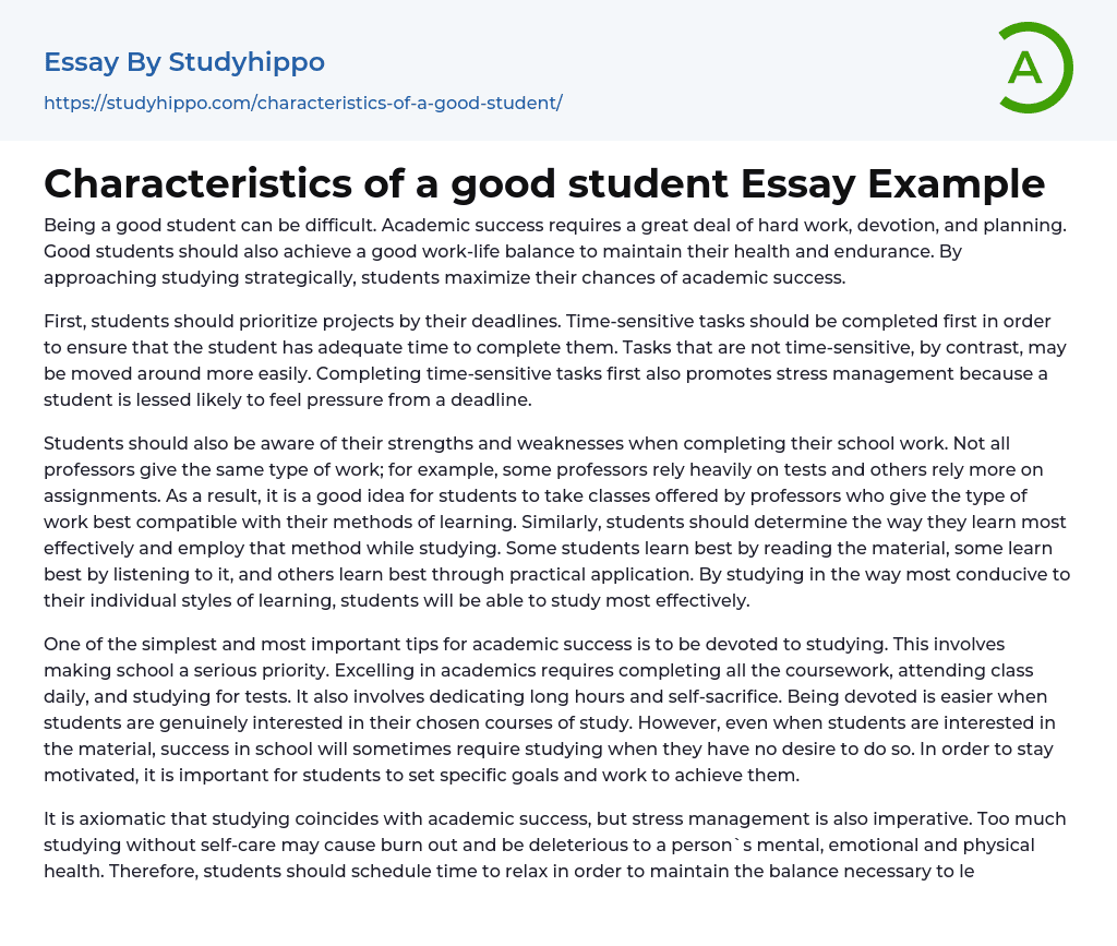 characteristics of a good student essay