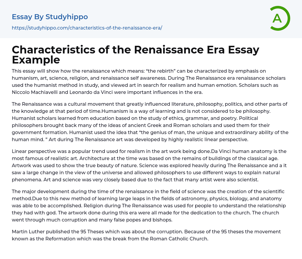 did the renaissance happen essay