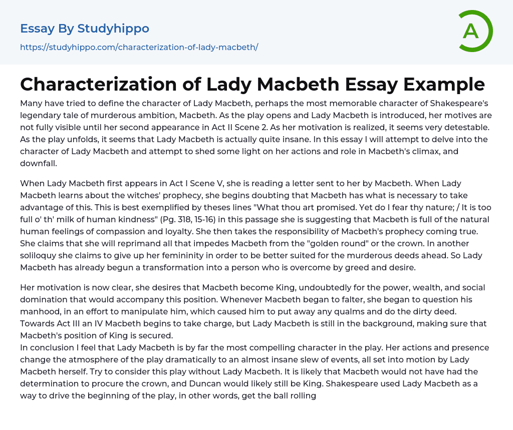 lady macbeth essay example