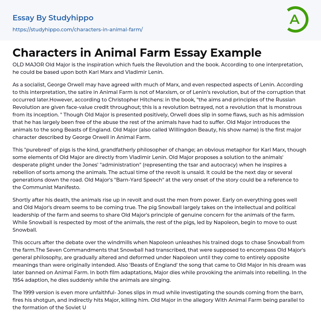 animal farm character analysis essay