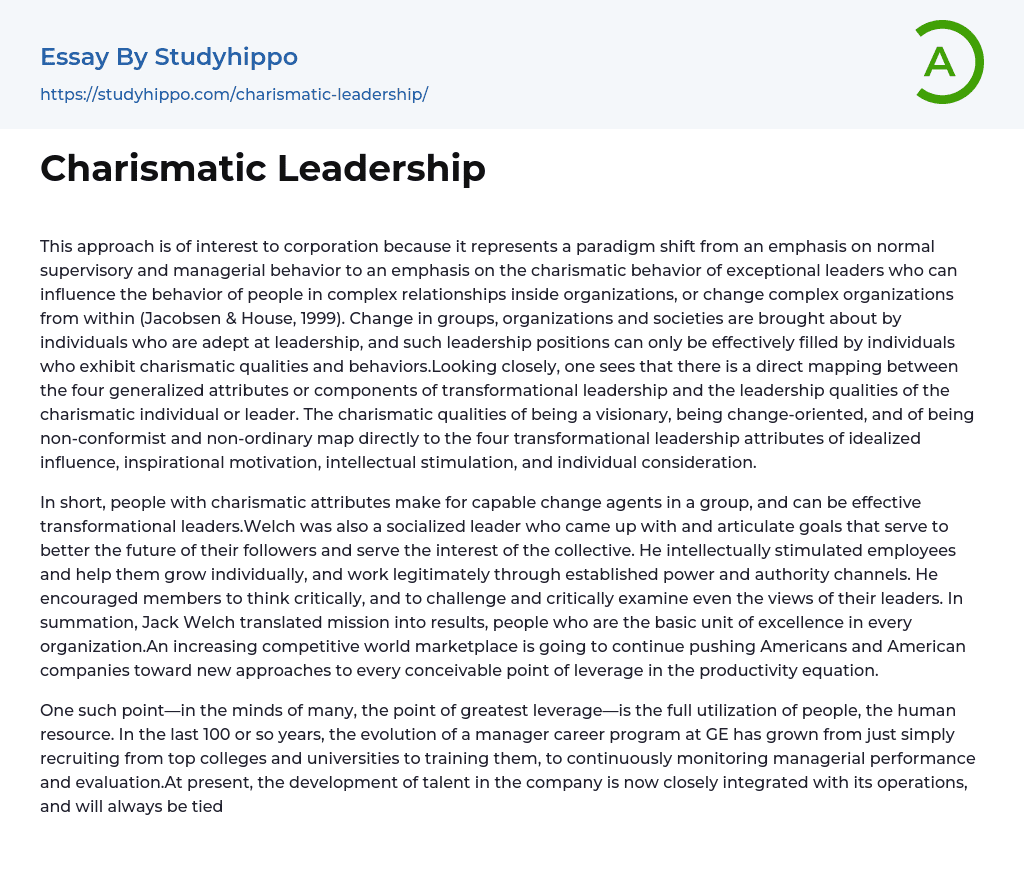 Charismatic Leadership Essay Example