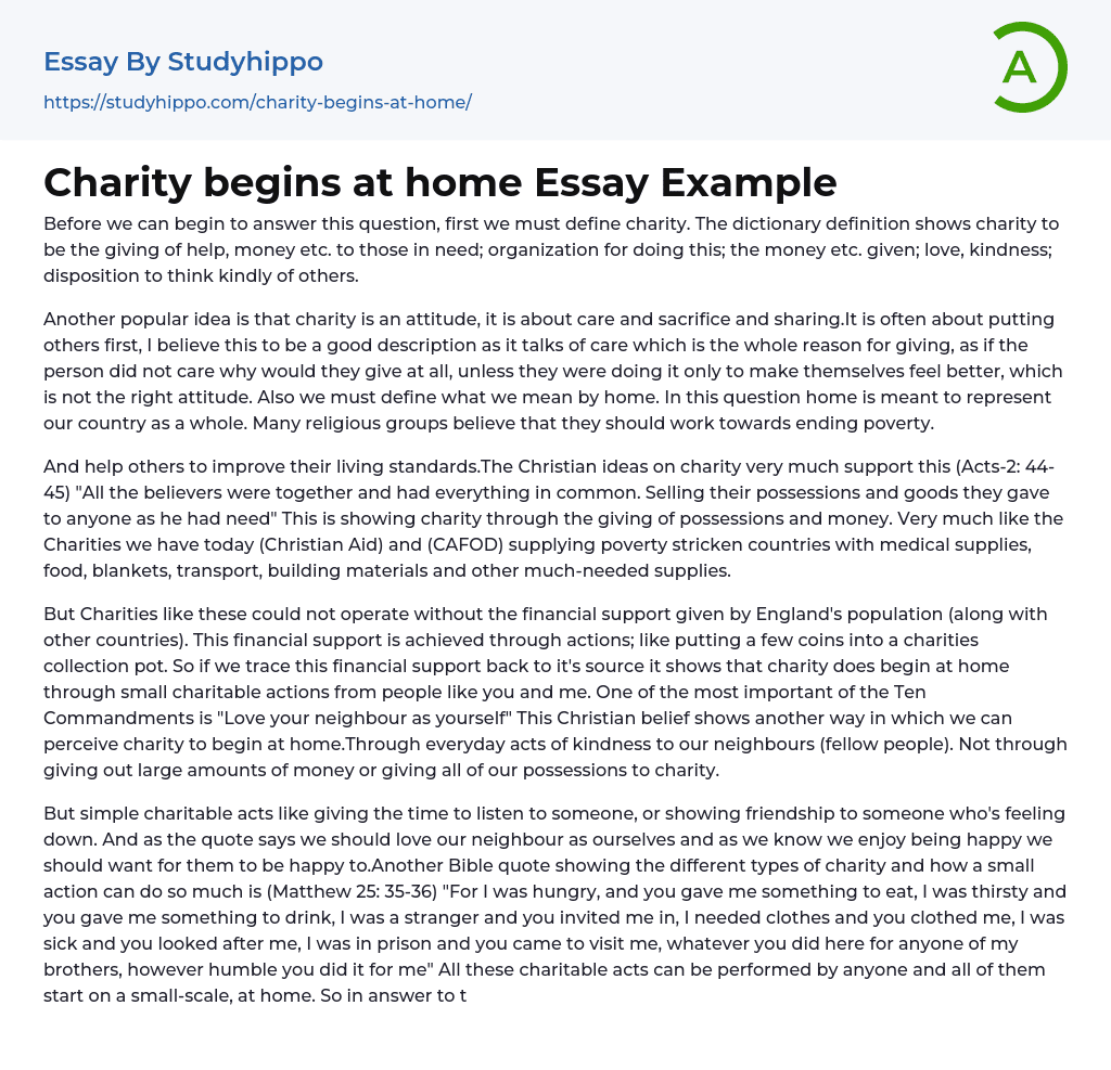 essay about charity work creates a healthy society