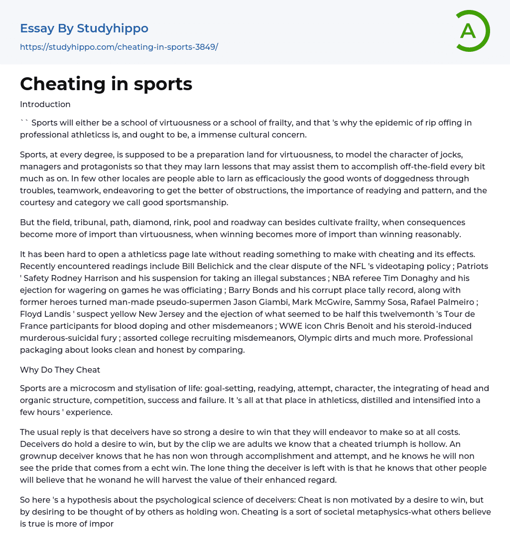 Cheating in sports Essay Example