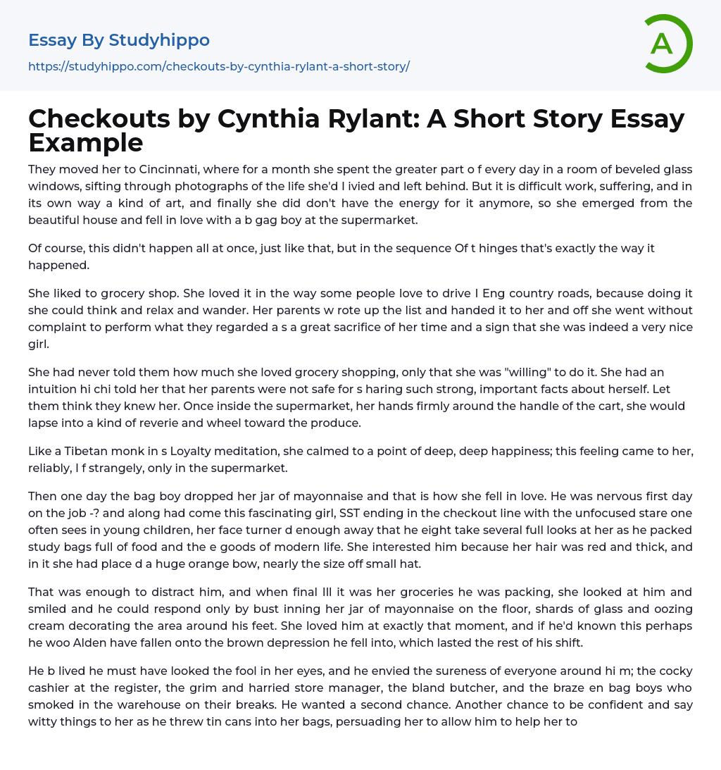 Checkouts by Cynthia Rylant: A Short Story Essay Example