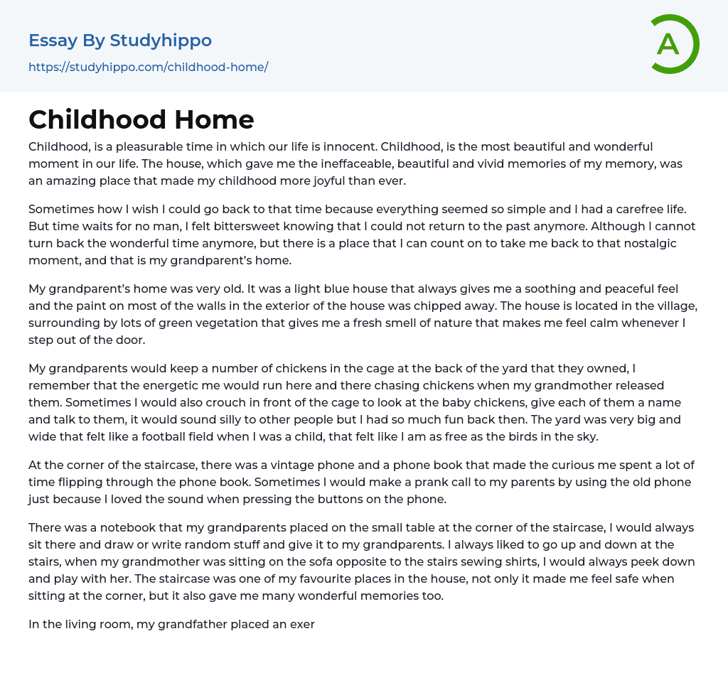 Childhood Home Essay Example