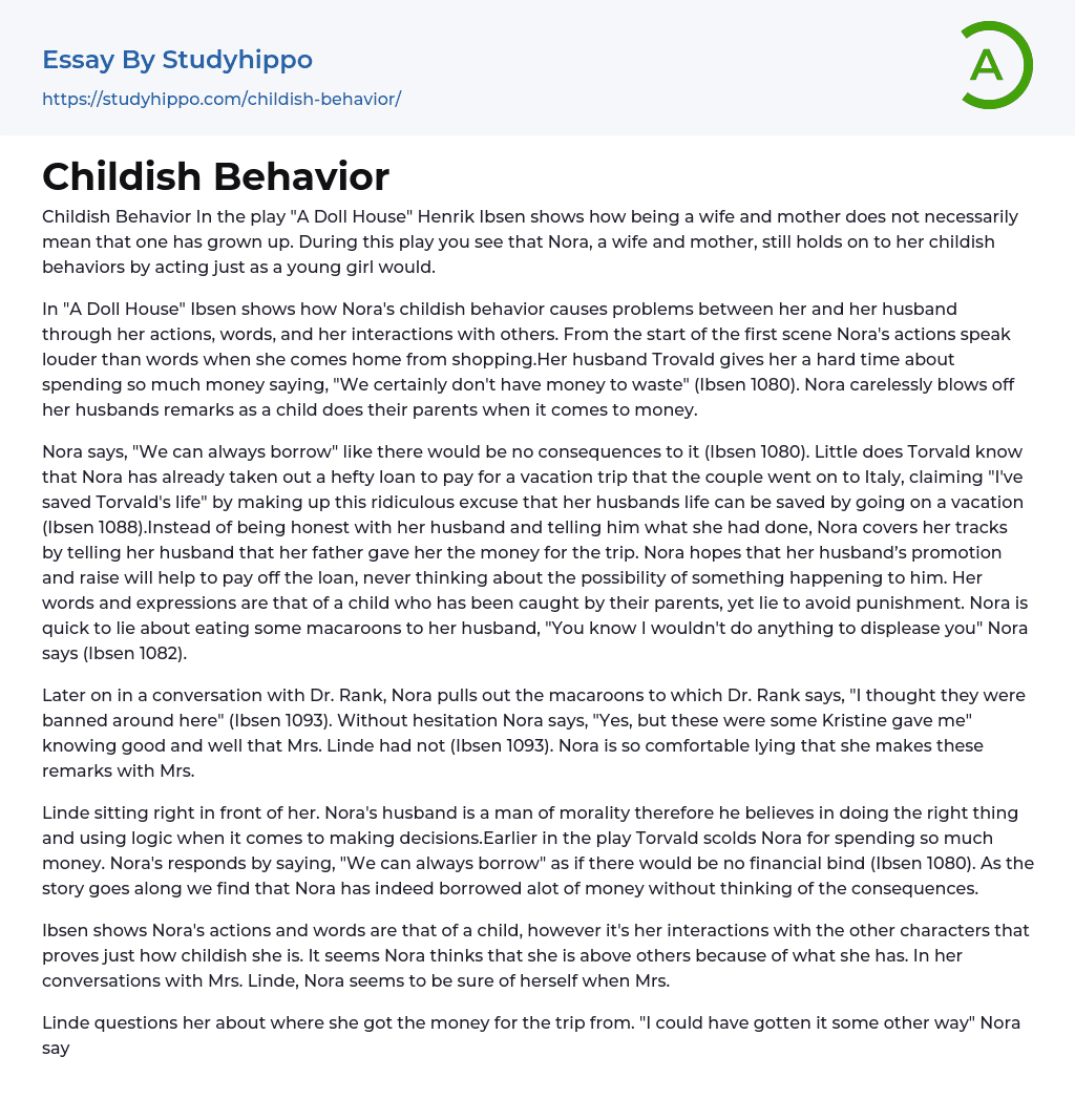 Childish Behavior Essay Example