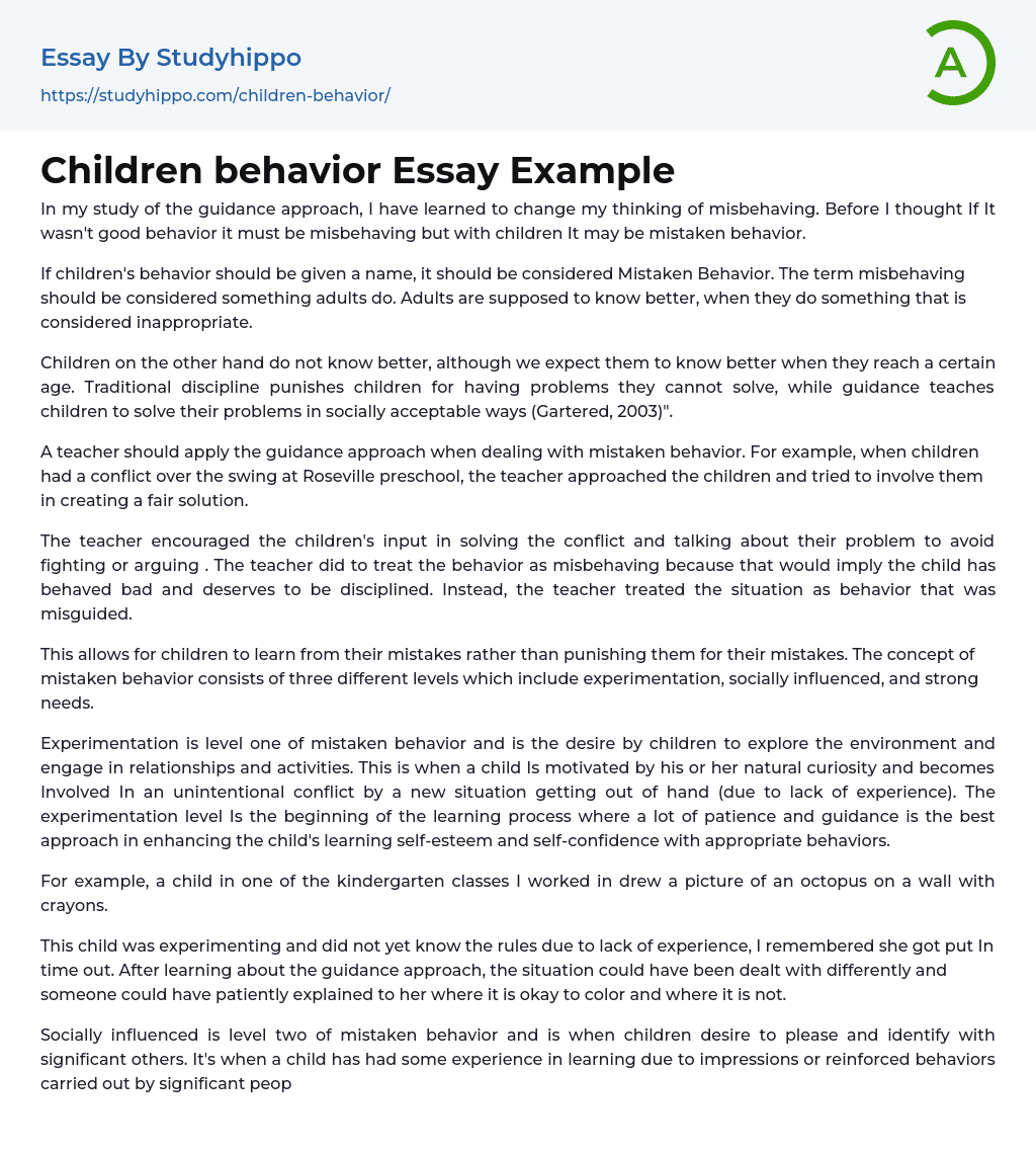 essay behavior child
