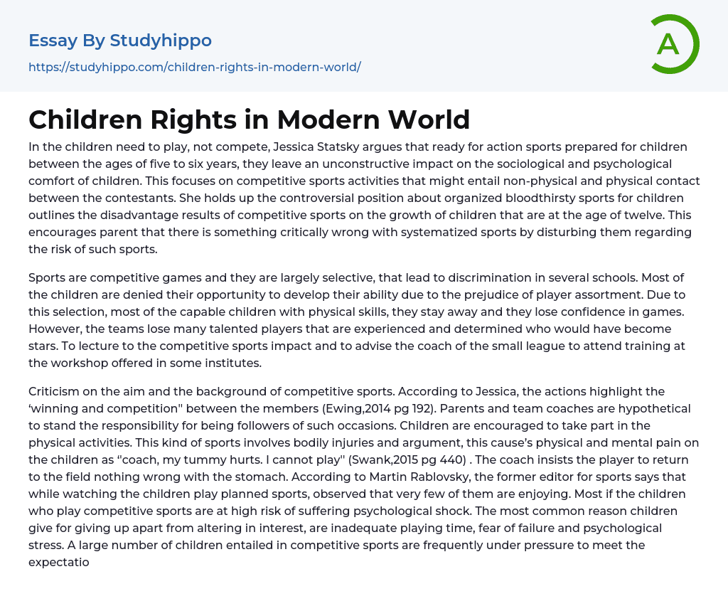 Children Rights in Modern World Essay Example