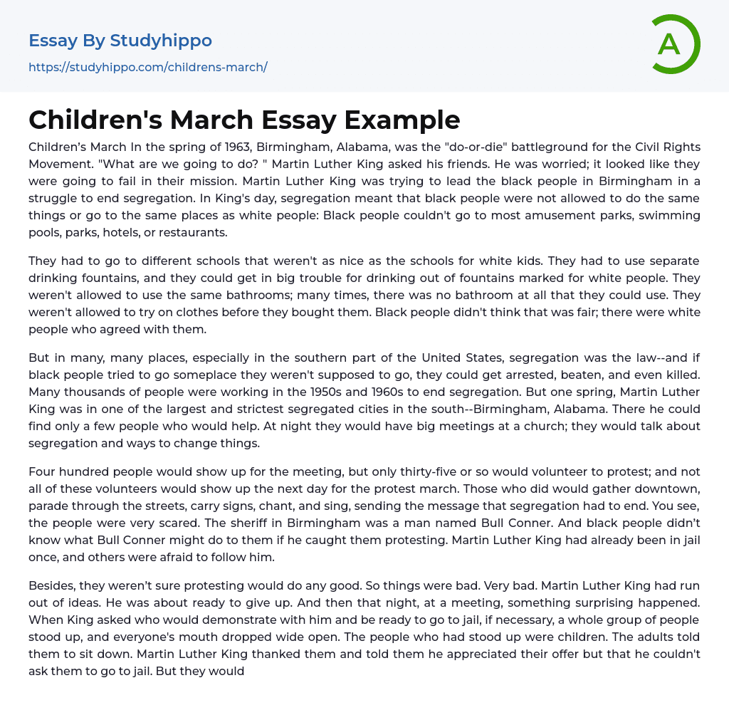 Children’s March Essay Example
