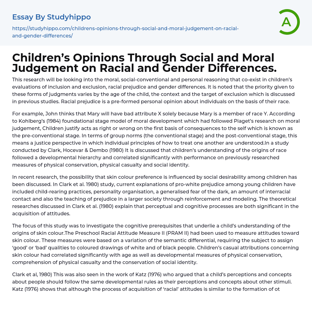 Exploring Children’s Evaluations of Inclusion and Exclusion