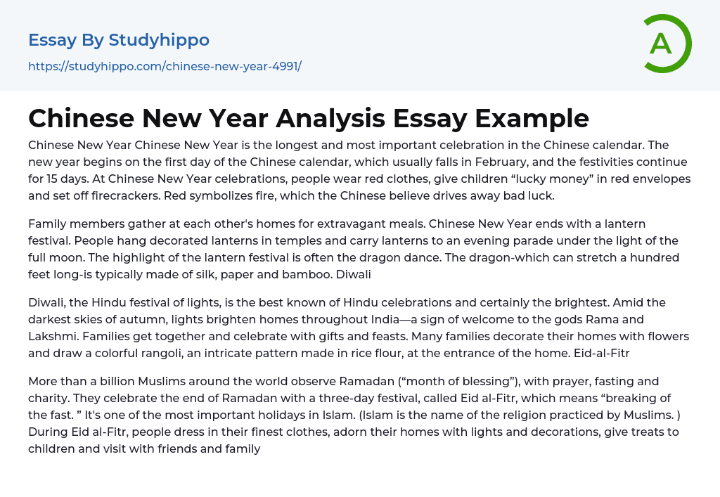 Chinese New Year Analysis Essay Example