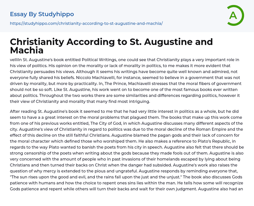 Christianity According to St. Augustine and Machia