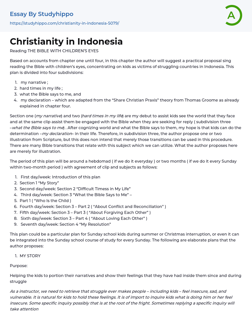 Christianity in Indonesia Essay Example