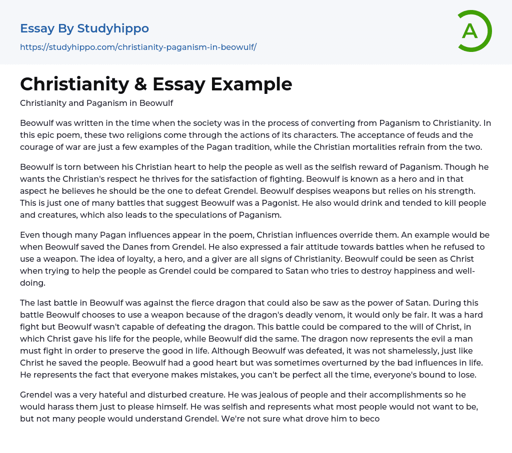 Christianity &amp Essay Example