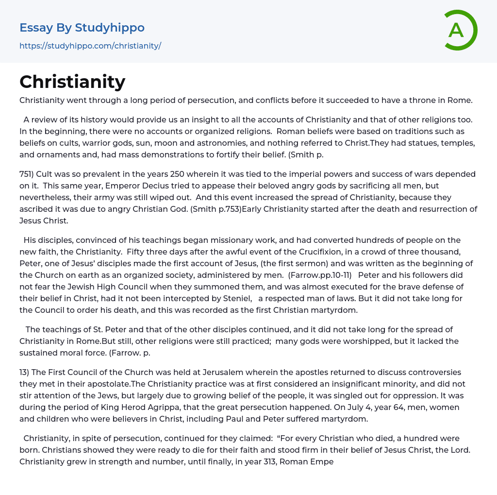 Christianity Essay Example