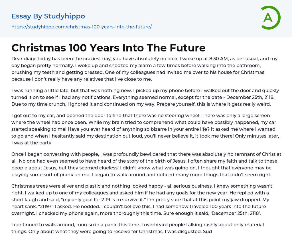Christmas 100 Years Into The Future Essay Example