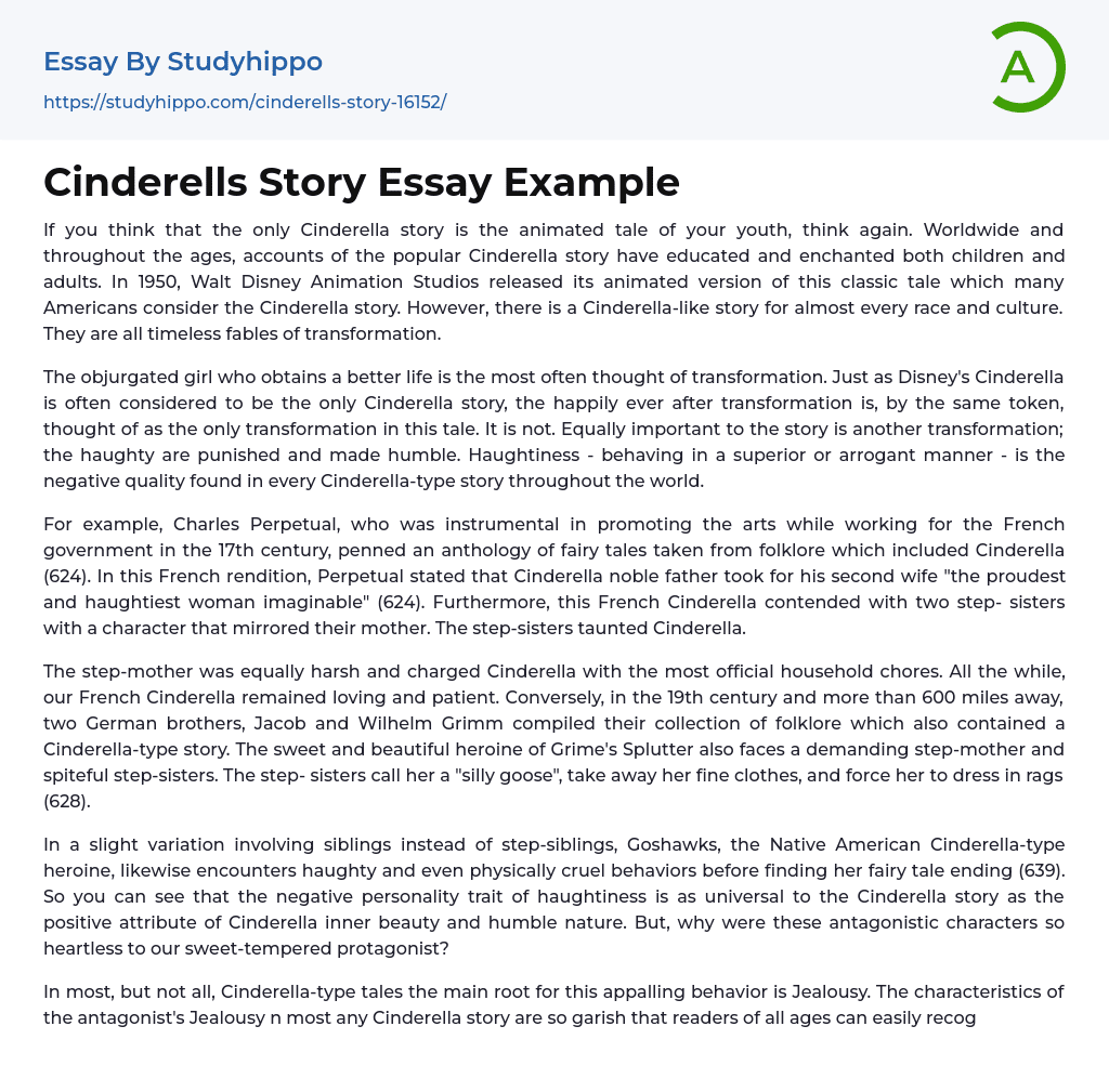 Cinderells Story Essay Example