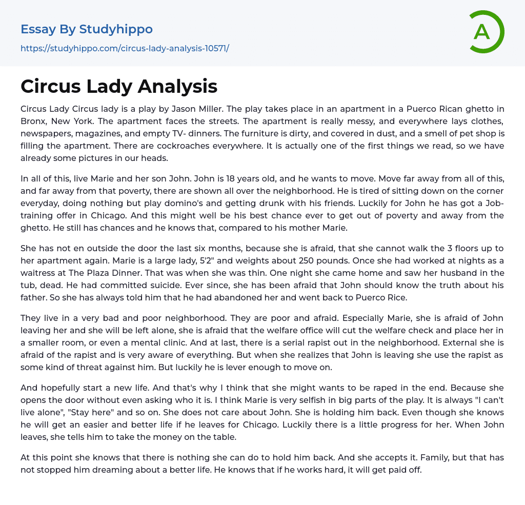 Circus Lady Analysis Essay Example
