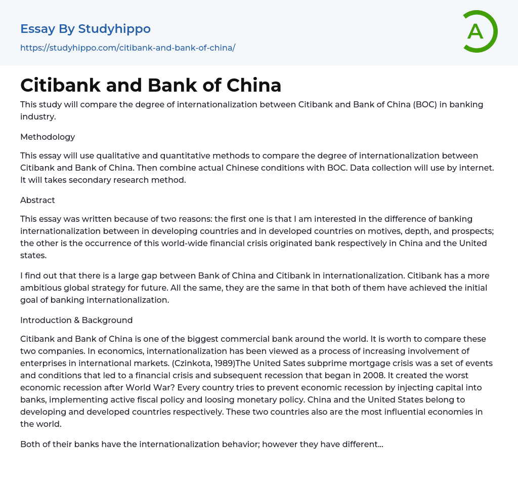 Citibank and Bank of China