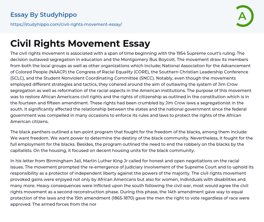 Civil Rights Movement Essay