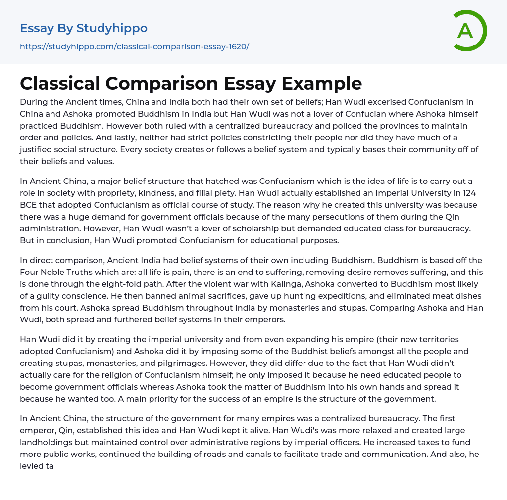 Classical Comparison Essay Example